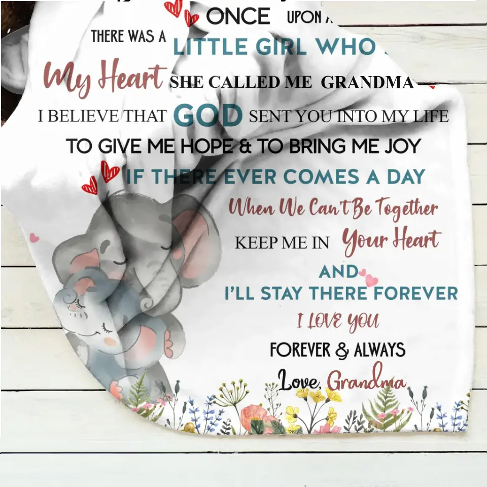 Personalized Elephant Baby Quilt/Fleece Throw Blanket - Gift Idea For Kids - To My Granddaughter I Love You Forever & Always