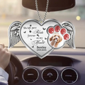 Personalized Memorial Heart Wings Aluminum Car Ornament - Memorial Gift Idea For Pet Lover - Upload Photo - You Left Paw Prints Forever On My Heart