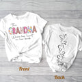 Personalized Grandma AOP T-Shirt - Up to 6 Kids - Mother's Day Gift Idea For Grandma - This Grandma Wears Her Heart On Her Back