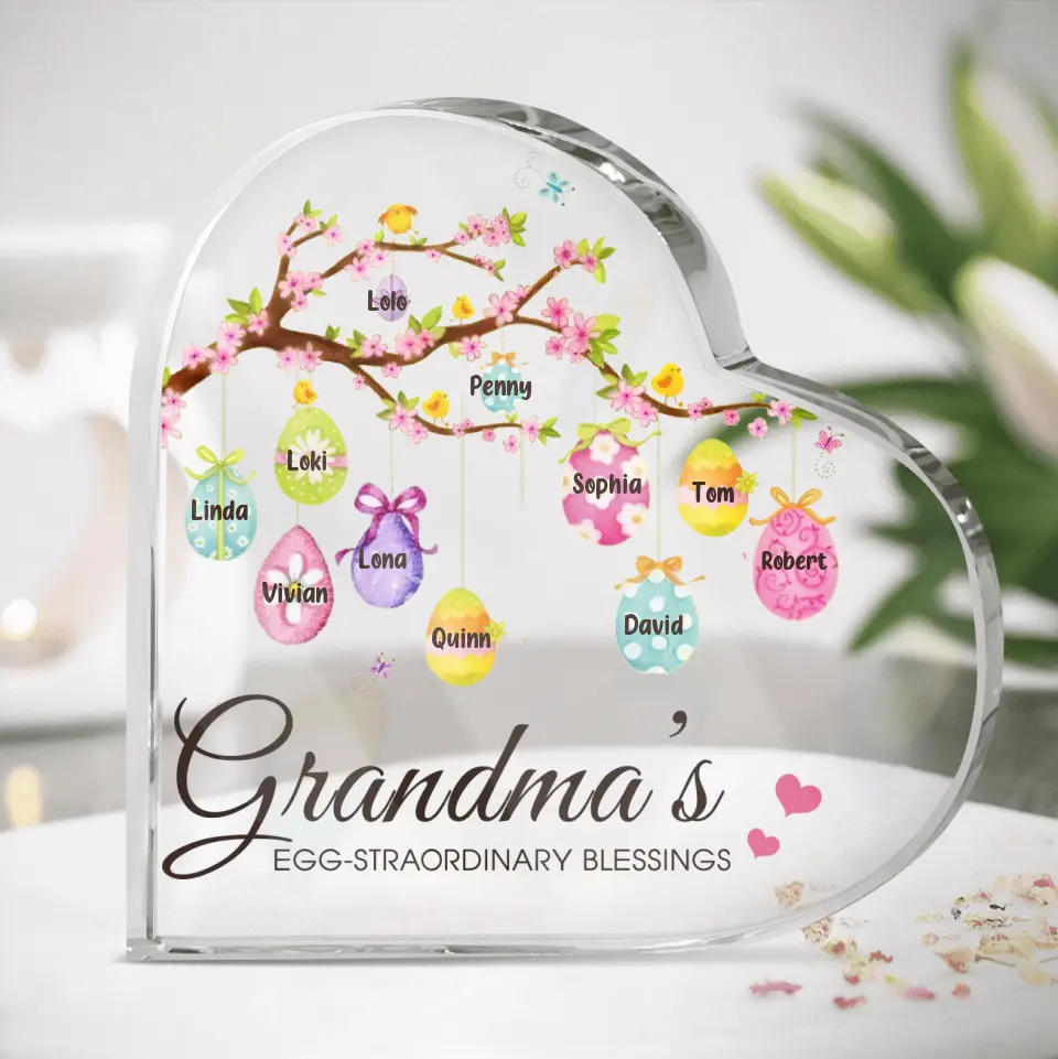 Personalized Grandma Crystal Heart - Gift Idea For Grandma - Up to 11 Kids - Grandma's Egg - Straordinary Blessings
