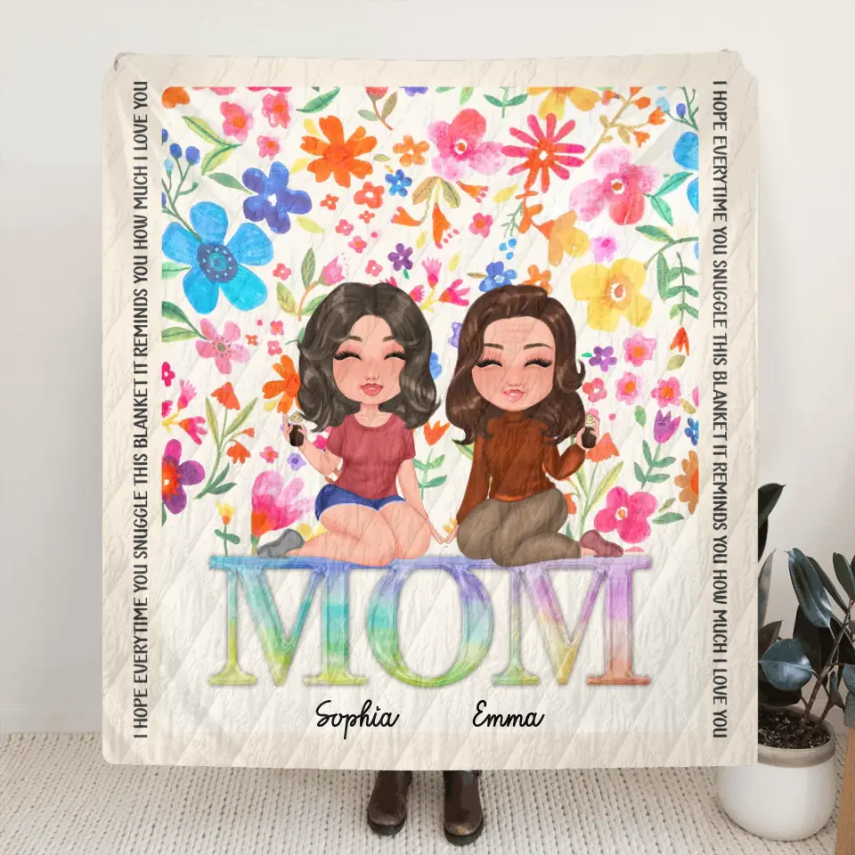 Personalized Mom & Daughter Quilt/Fleece Throw Blanket - Mother's Day Gift Idea To Mom - We Love You