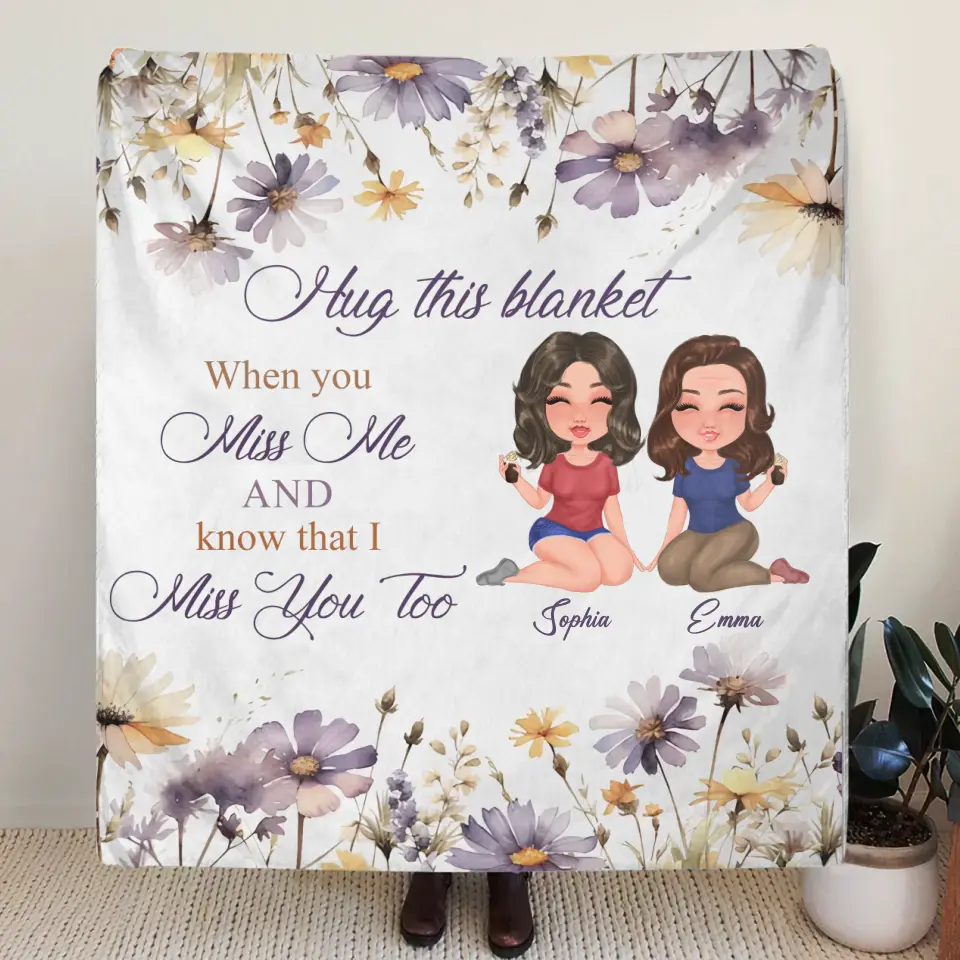 Personalized Mom & Daughter Quilt/Fleece Throw Blanket - Mother's Day Gift Idea For Mom - Hug This Blanket