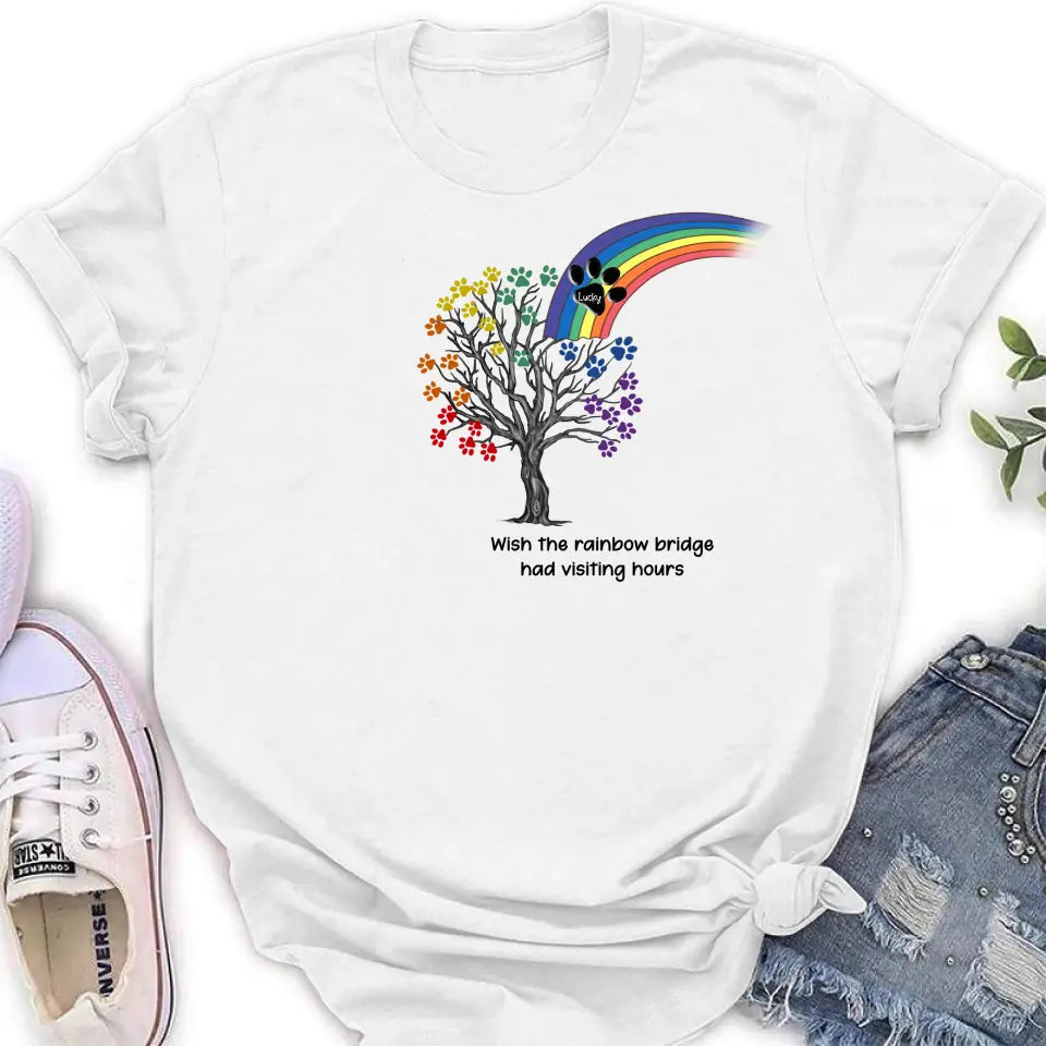 Personalized Memorial Dog Shirt/Hoodie - Memorial Gift Idea For Dog Lover - Wish The Rainbow Bridge Had Visiting Hours