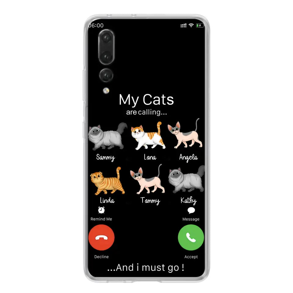Personalized Cats Phone Case - Gift Idea For Cat Lover/Mother's Day/Father's Day - Up to 6 Cats - My Cats Are Calling And I Must Go - Cases For Oppo/Xiaomi/Huawei