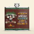 Personalized Camping Queen Leather Flask - Gift Idea For Camping Lover - I Never Dreamed I'd Grow Up To Be A Super Sexy Camping Lady But Here I Am Killing It