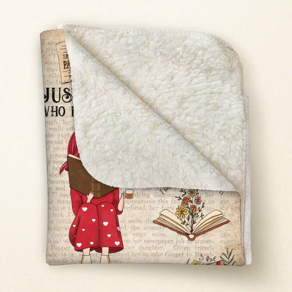 Personalized Reading Girl Quilt/Fleece Throw Blanket/Pillow Cover - Gift Idea For Book Lover - Just A Girl Who Loves Books