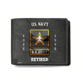 Custom Personalized Retired Veteran Leather Wallet - Father's Day Gift Idea for Veteran