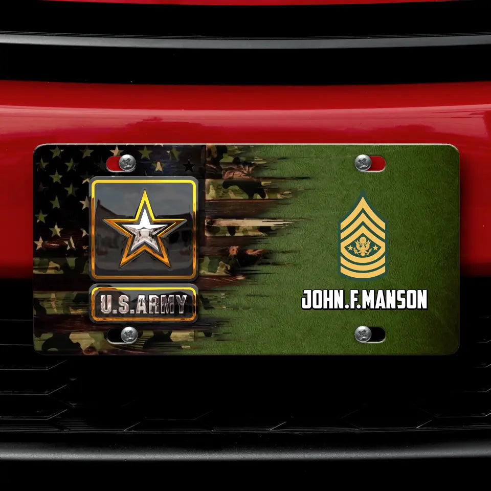 Custom Personalized U.S Army Force License Plate - Father's Day Gift Idea For Veteran