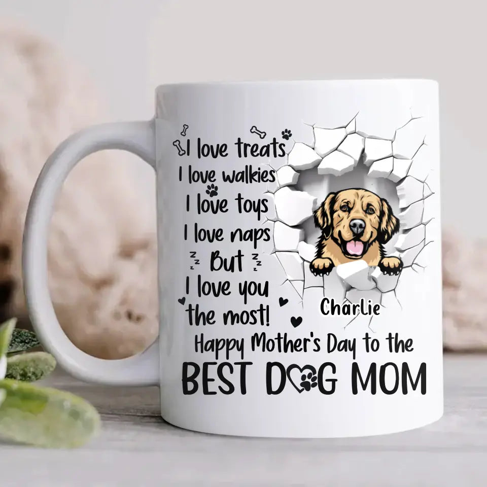 Personalized Funny Dog Coffee Mug - Gift Idea For Dog Lovers/Mother's Day Gift - Up to 3 Dogs - Happy Mother's Day To The Best Dog Mom