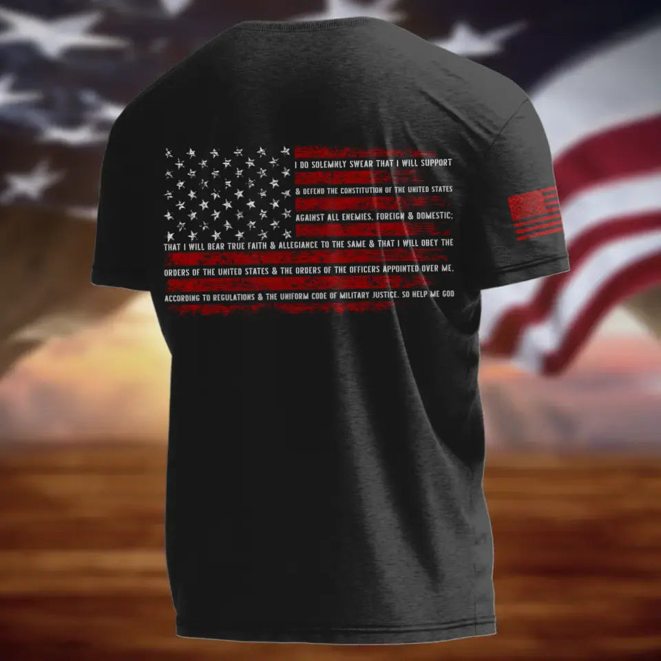 Personalized Veteran AOP Men's T-shirt - Father's Day Gift Idea For Veteran - I Do Solemnly Swear That I Will Support & Defend The Constitution Of The United States