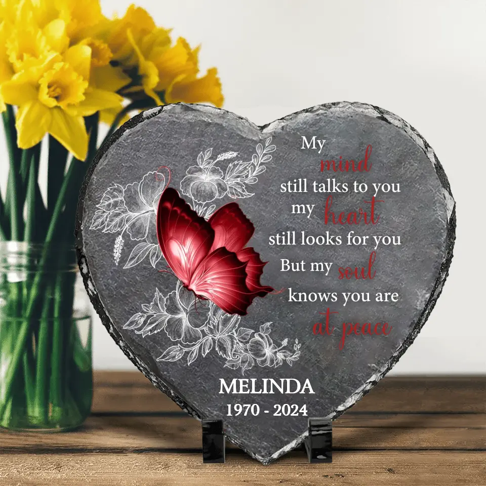 Personalized Memorial Heart Lithograph - Memorial Gift Idea for Mother's Day/Father's Day - My Mind Still Talks To You My Heart Still Looks For You