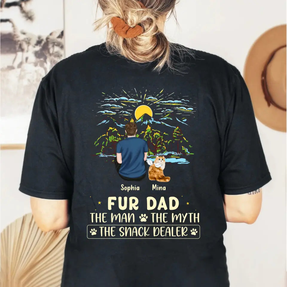 Personalized Cat Dad Shirt/Hoodie - Up to 4 Cats - Gift Idea For Father's Day/Cat Lover - Fur Dad The Man The Myth The Snack Dealer