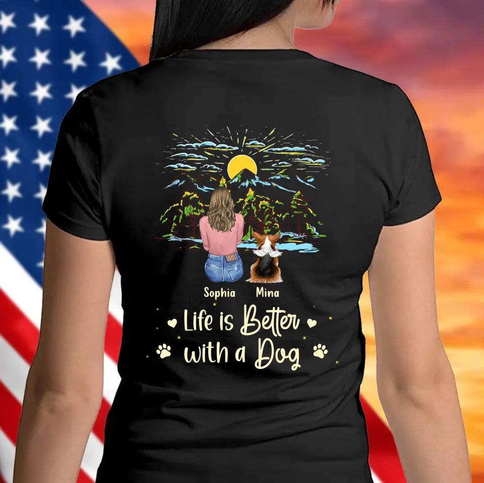 Personalized Pet Shirt/Hoodie - Up to 4 Dogs/Cats/Rabbits - Gift Idea For Pet Lover/Father's Day/Mother's Day - Life Is Better With Dogs