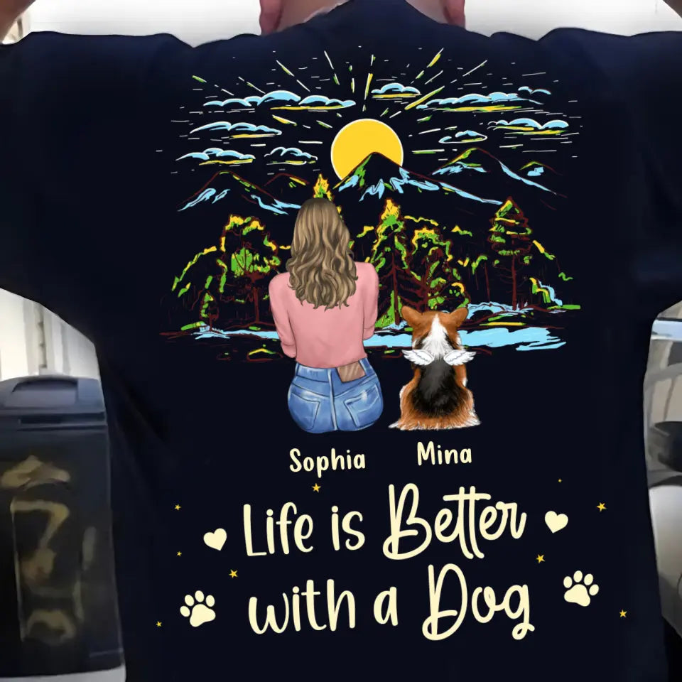 Personalized Pet Shirt/Hoodie - Up to 4 Dogs/Cats/Rabbits - Gift Idea For Pet Lover/Father's Day/Mother's Day - Life Is Better With Dogs