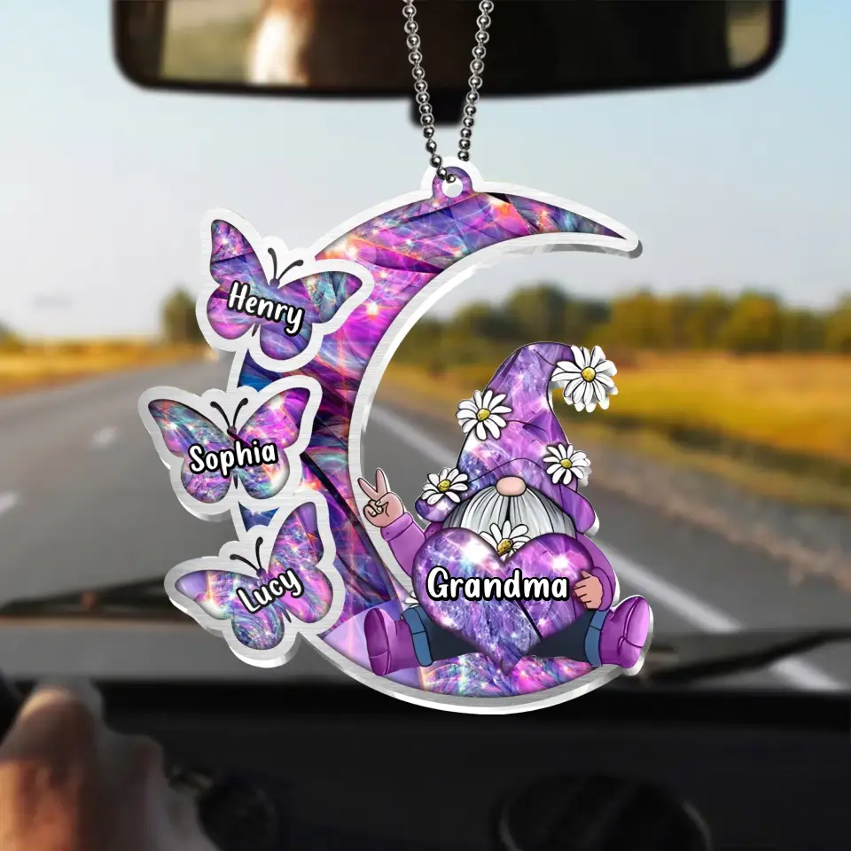Personalized Sparkling Grandma Nana With Sweet Butterfly Kids Acrylic  Car Ornament - Gift Idea To Grandma/Mother - Up to 5 Kids