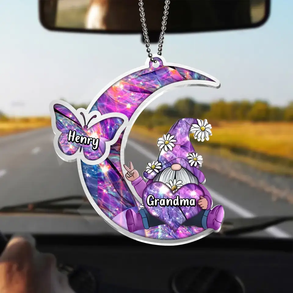 Personalized Sparkling Grandma Nana With Sweet Butterfly Kids Acrylic  Car Ornament - Gift Idea To Grandma/Mother - Up to 5 Kids