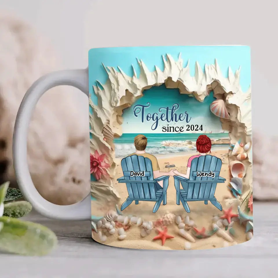 Personalized Couple Beach 3D Inflated Effect Coffee Mug - Gift Idea For Couple - You & Me We Got This