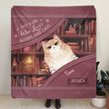 Personalized Books And Cats Quilt/Fleece Throw Blanket - Gift Idea For Book Lover - Just A Girl Who Loves Books And Cats