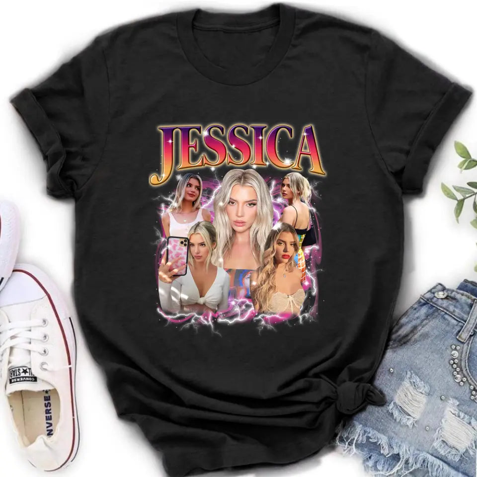 Personalized Man and Women Photo Vintage T-shirt - Upload Photos - Gift Idea To Girl Friend/Boy Friend