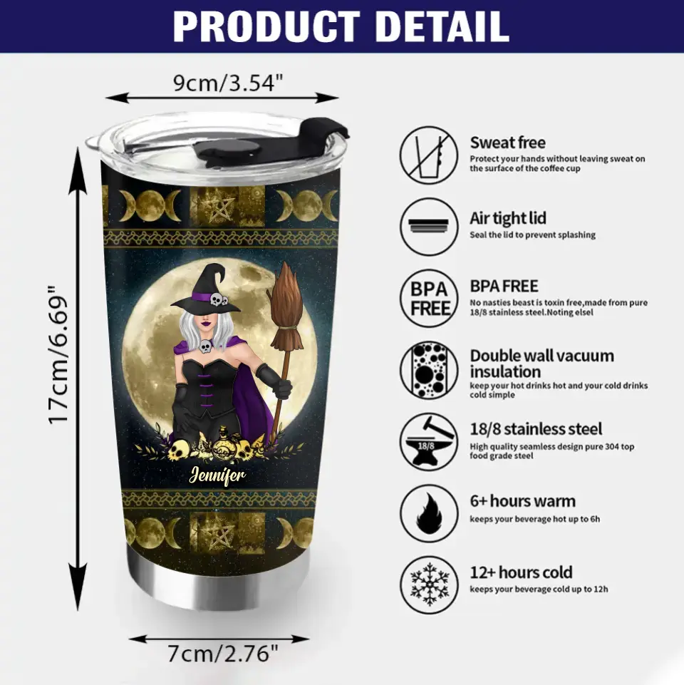 Personalized Halloween Witch Tumbler - Gift Idea For Halloween/Witch Lovers/Friends - I'm The Crazy Witch