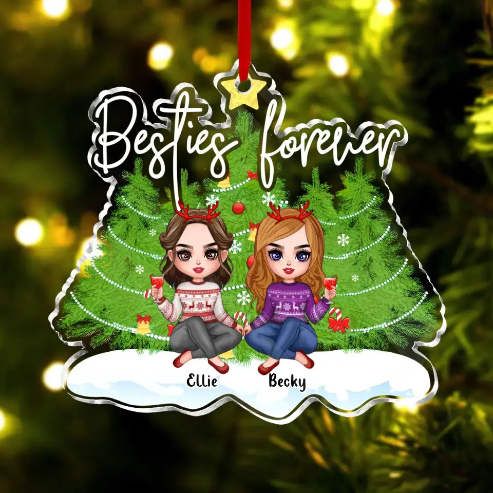 Personalized Besties Acrylic Ornament - Up to 6 People - Christmas Gift Idea For Friends - Besties Forever