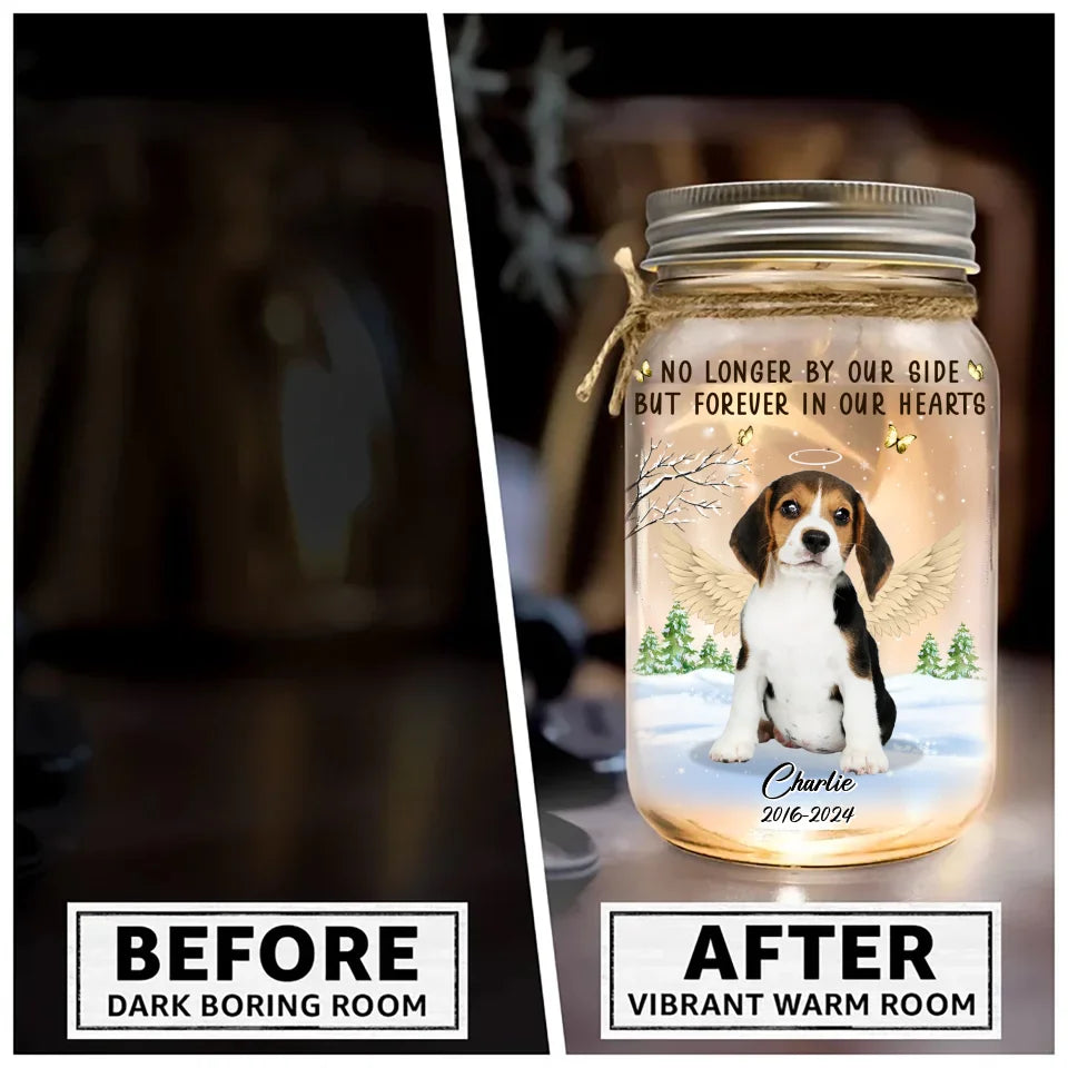 Personalized Memorial Dog Photo Mason Jar Light - Memorial Gift Idea For Dog Lover -  Forever In My Heart