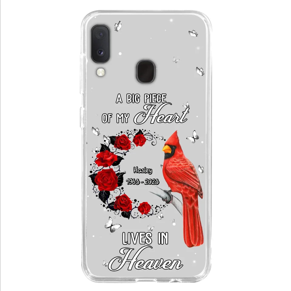 Personalized Memorial Cardinal Phone Case - Memorial Gift Idea For Family - A Big Piece Of My Heart Lives In Heaven - Case For iPhone/Samsung
