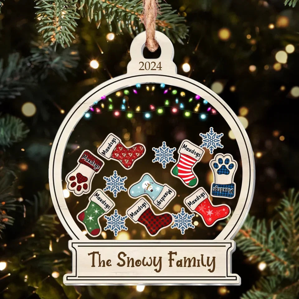 Personalized Family 3 Layered Shaker Ornament -  Christmas Gift For Family - Up to 8 Members