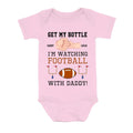 Personalized Watching Football Baby Onesie - Gift Idea For Your Kid - Get My Bottle I'm Watching Football With Daddy