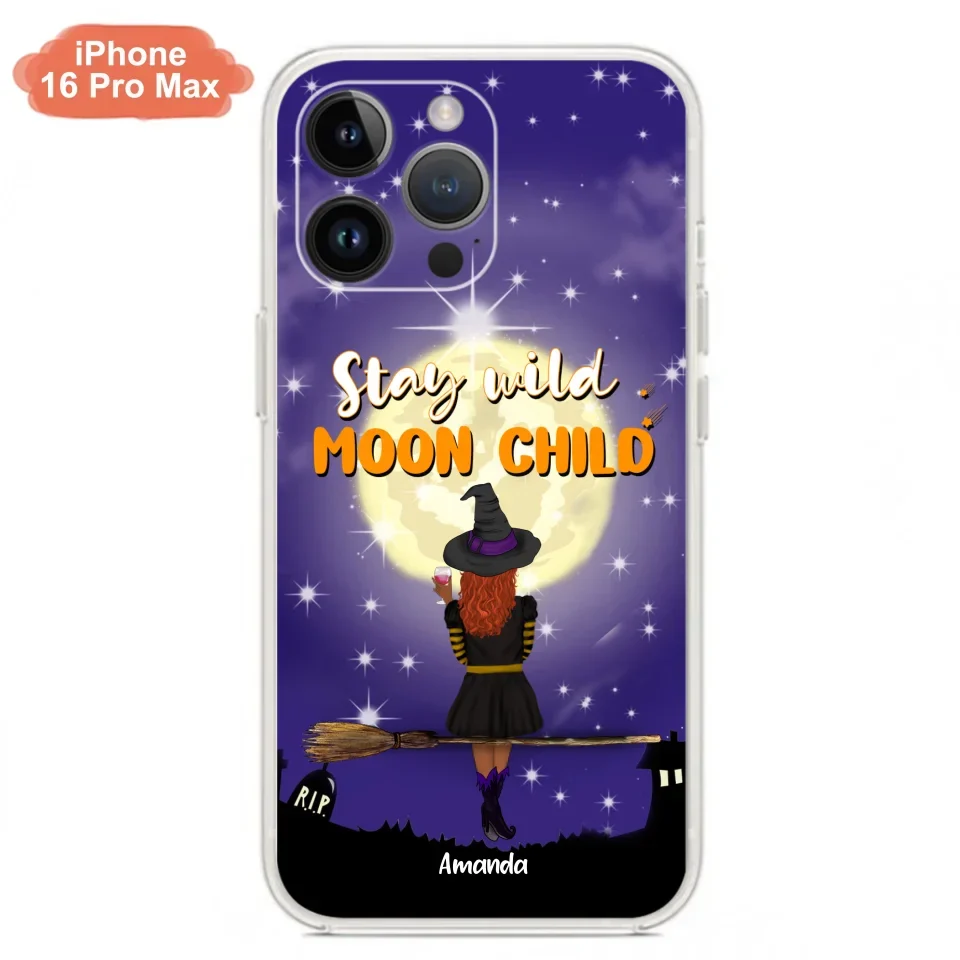 Custom Personalized Witchy Phone Case - Up to 3 Pets- Stay Wild Moon Child - Phone Case For iPhone, Samsung - OCEL9Z