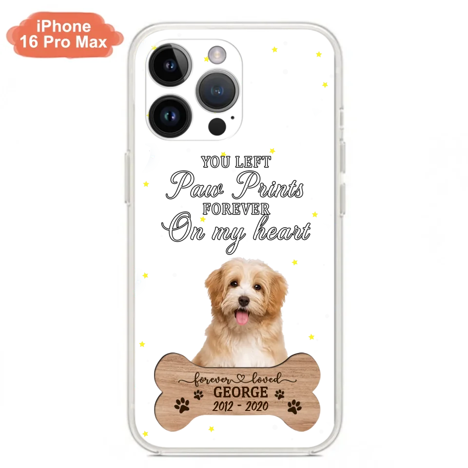 Custom Personalized Memorial Phone Case - Upload Photo - Memorial Gift Idea For Pet Lover - You Left Paw Prints Forever On My Heart