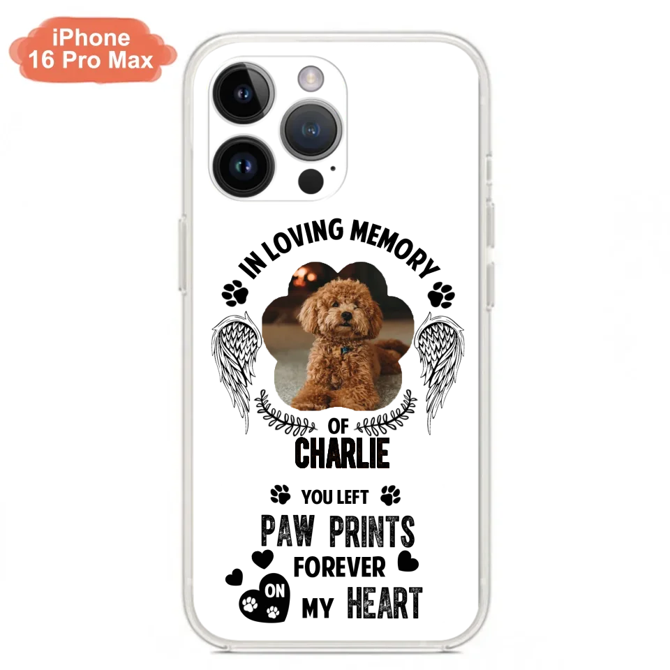 Personalized Memorial Phone Case - Upload Photo - Memorial Gift Idea For Pet Lover - You Left Paw Prints Forever On My Heart - Case For iPhone/Samsung