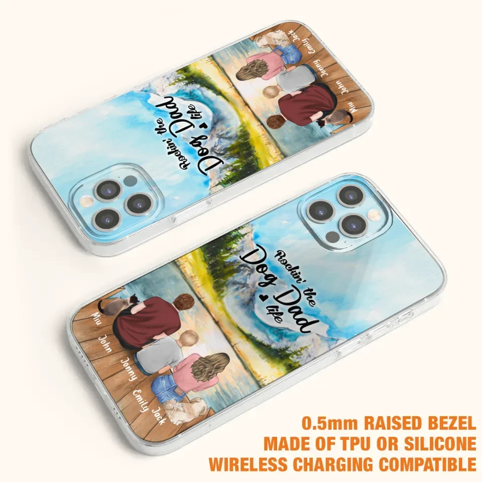 Personalized Pet Couple Phone Case - Parent With 1 Kid And 2 Pets - Case For iPhone And Samsung