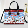 Personalized Grandma PU Leather Handbag With Long Straps - Up to 12 Kids - Christmas Gift Idea For Grandma/Nana - Blessed To Be Called Grandma
