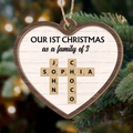 Personalized Family 2 Layered Wooden Ornament - Christmas Gift Idea For Family - Our First Christmas As A Family Of 3