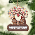 Personalized Couple 2 Layered Wooden Ornament - Gift Idea For Couple/Him And Her - I Want To Grow Old With You