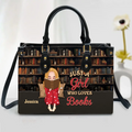 Personalized Book Lover PU Leather Handbag With Long Straps - Mother's Day Gift Idea For Book Lover - Just A Girl Who Loves Books