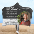 Personalized Memorial Hooded Blanket - Upload Photo - Memorial Gift Idea For Family Member - A Hug From Heaven