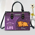 Personalized Dog Mom PU Leather Handbag With Long Straps - Mother's Day Gift Idea For Dog Lover - Up to 7 Dogs - Rockin' The Dog Mom Life