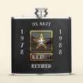 Personalized Retired Veteran Leather Flask - Father's Day Gift Idea for Veteran