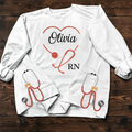 Personalized Stethoscope Heart Embroidered Sweater - Gift Idea For Doctor/Nurse - Custom Name