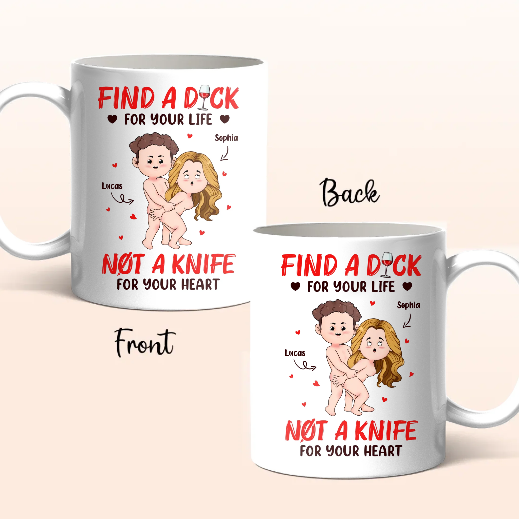 Personalized Funny Couple Coffee Mug - Valentine's Day Gift Idea For Husband/Wife - Not A Knife For Your Heart