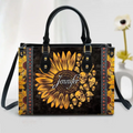 Personalized Skull Sunflower Leather Handbag With Long Straps - Gift Idea For Mom/Grandma/Friend/Mother's Day