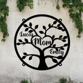 Personalized Family Mom Black Metal Sign - Gift Idea For Family/Mother/Grandma - Up to 7 Kids