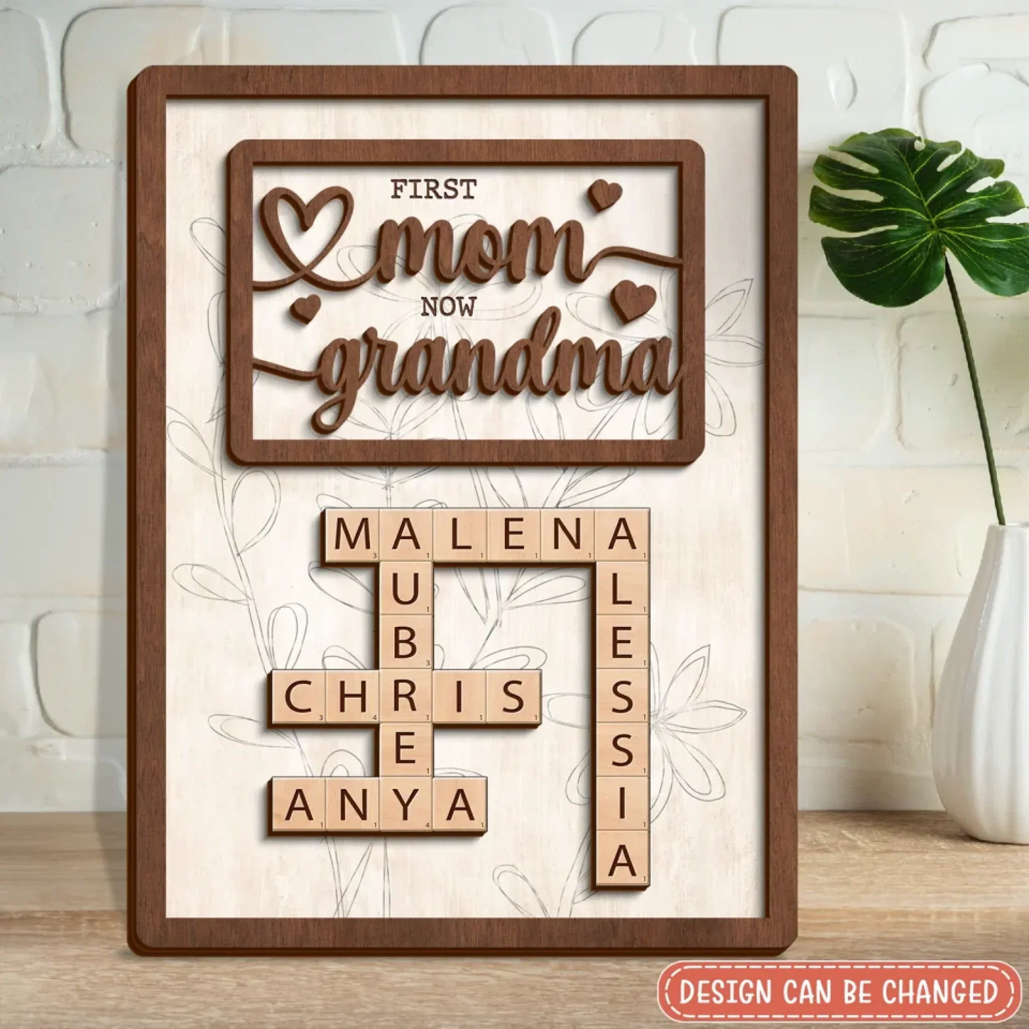 Personalized First Mom Now Grandma Wooden Art - Mother's Day Gift Idea For Grandma/Mom - Custom Names