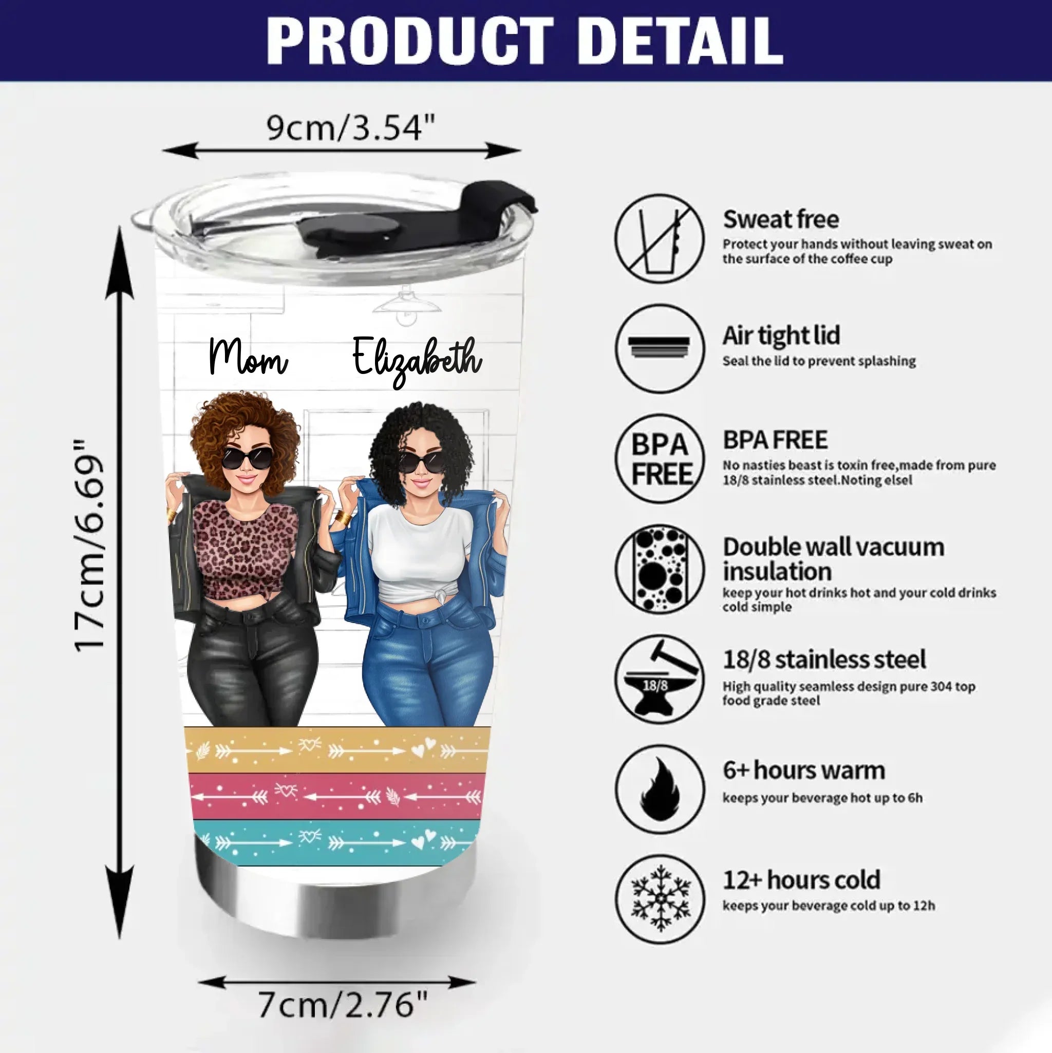 Personalized Mother & Daughter Always Be Connected By Heart Tumbler - Best Mother's Day Gift Idea
