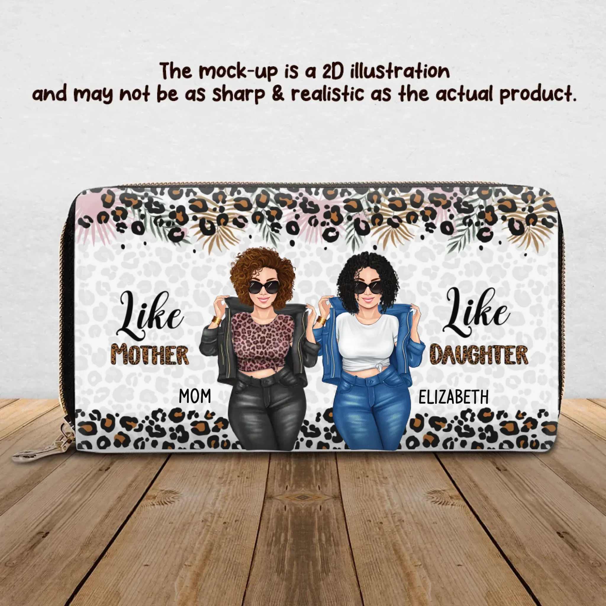 Personalized Mom and Daughter Long Wallet - Best Gift for Mother/Grandma - Like Mother Like Daughter