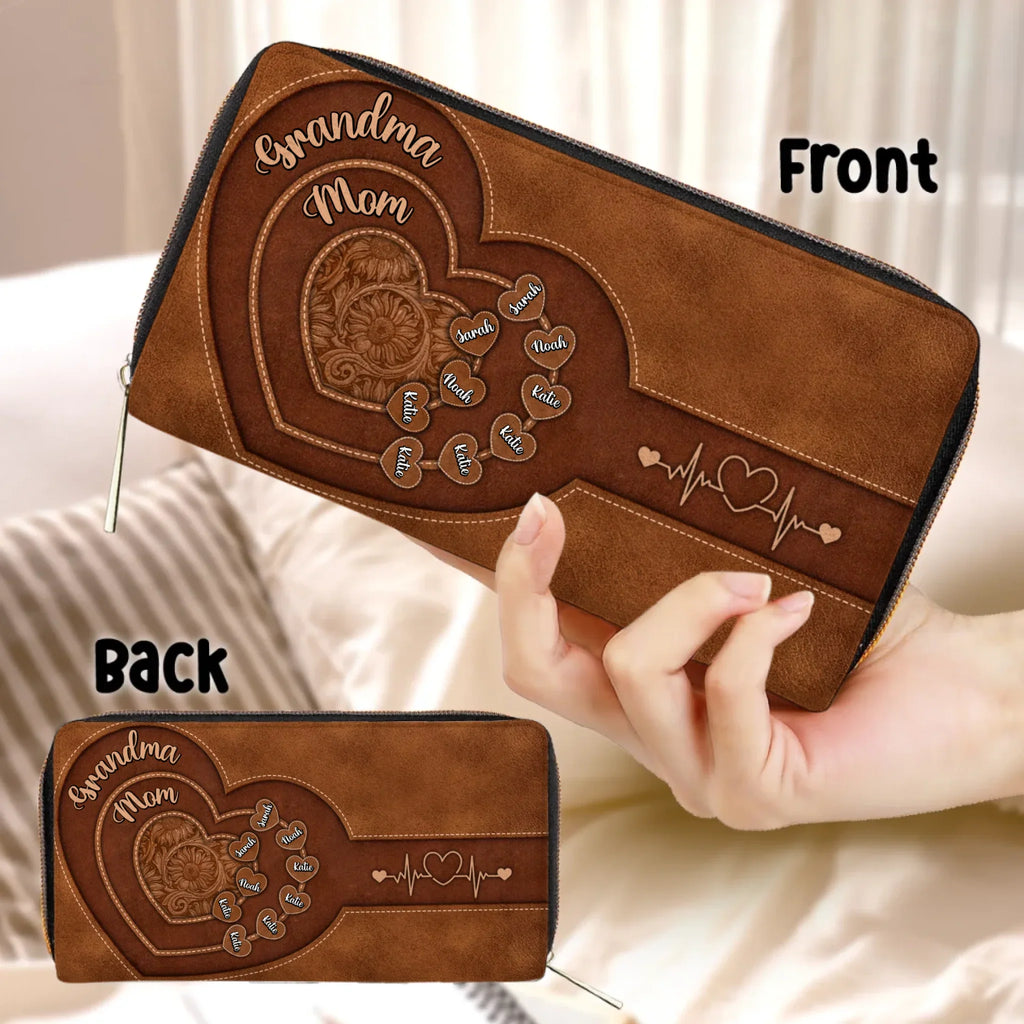 Personalized Grandma/Mom Long Wallet - Best Mother's Day Gift