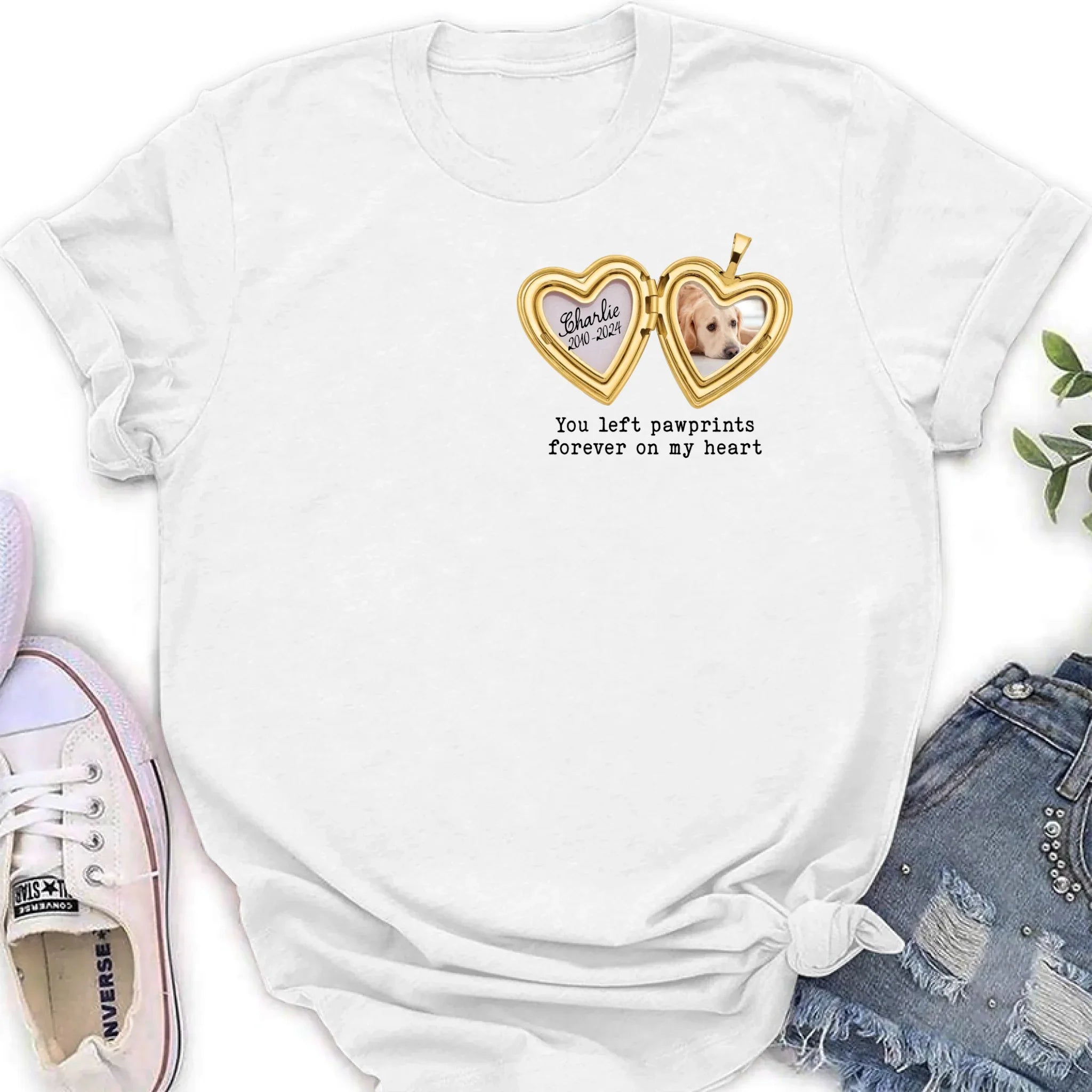 Personalized Dog T-Shirt/Sweatshirt/Hoodie - Gift Idea For Dog Lovers - You Left Pawprints Forever On My Heart