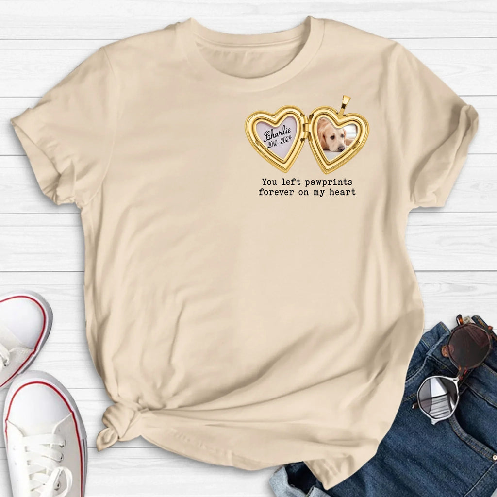 Personalized Dog T-Shirt/Sweatshirt/Hoodie - Gift Idea For Dog Lovers - You Left Pawprints Forever On My Heart